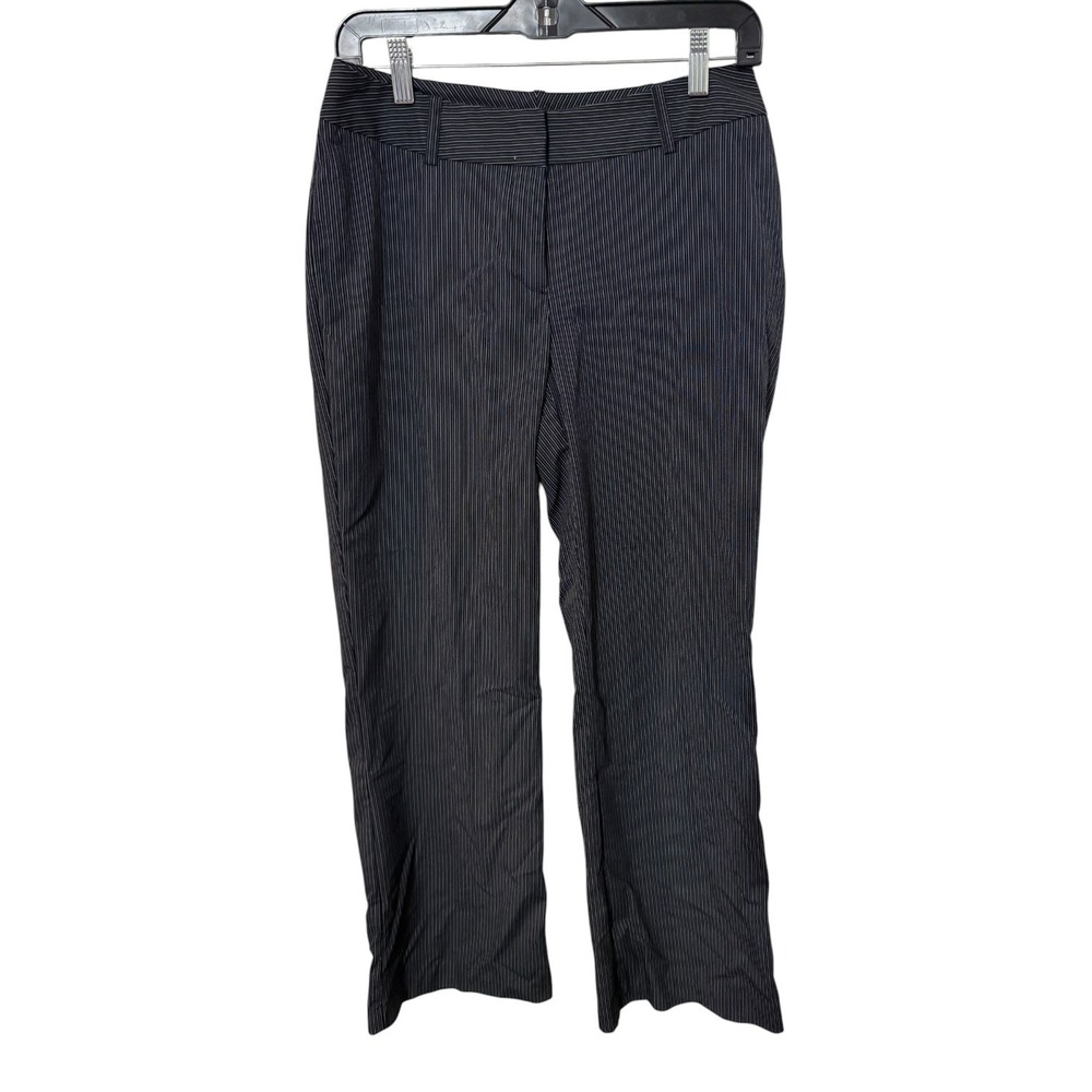Worthington Curvy Fit Pinstripe Dress Pants Womens Sz4 Black White Straight Leg